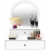 COSTWAY Miroir de Maquillage sur Coiffeuse, avec 2 Tiroirs Amovible pour Ranger Cosmétiques Montage sur Table ou Mural,Convient