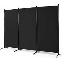 COSTWAY Paravent sur Pied 3 Panneaux Pliable,Brise Vue，Cloison de Séparation Pièce Protéger Privée, 260 x 183 CM Noir