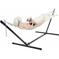Support Hamac Double Métal 200kg - Hauteur Ajustable, Pour Hamacs 2,75 à 3,8m, Noir