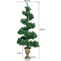 COSTWAY Arbre de Noël Artificiel en Spirale 120cm 150 LED Lumières avec Pot Style Ancien pour Entrée Décoration Quotidien ou Festive