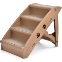 Costway – Escalier pliant pour chien 4 marches – Charge 60 kg – Dimensions 64 x 39 x 49 cm – Matériau polypropylène et feutre antidérapant