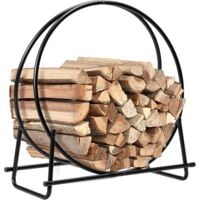 COSTWAY Porte-Bûches Rond pour Bois de Cheminée en Fer 76,5 x 36 x 82 cm Noir Structure en Forme de A Capacité de Poids 50 kg Intérieur/Extérieur