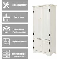 COSTWAY Armoire De Rangement Vintage En MDF Noir - 2 Étagères Réglables Sur 5 Positions, Anti-Basculement, 58,5 X 31,5 X 123 Cm Pour Salon, Chambre Et Bureau