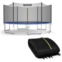 COSTWAY Filet de Sécurité pour Trampoline 366 cm Porte à Glissière Double et Boucles de Protection, Filet de Remplacement pour Trampolines pour 8 Poteaux Intérieur/Extérieur Barre de support non inclu