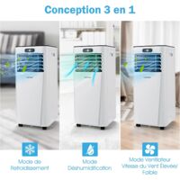 COSTWAY Climatiseur Mobile 9000BTU 3 en 1 2 Vitesses de Ventilateur Mode Veille Minuterie 24h Verrouillage Enfant Affichage LED 30㎡