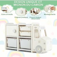 COSTWAY 2 en 1 Etagère de Rangement Jouets en HDPE avec 6 Bacs Amovible