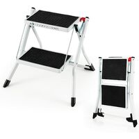 Costway – Escabeau pliable 2 marches – Cadre métallique antirouille – Pédales antidérapantes 30 x 20 cm – Capacité 150 kg – Dimensions 50 x 49 x 45 cm