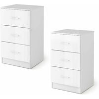 COSTWAY Lot de 2 Caisson de Bureau Meuble de Rangement avec 3 Tiroirs pour Feuilles A4, Lettre,Dossiers et Documents 37 x 34 x 66,5 CM Blanc