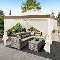 Costway – Tonnelle de jardin 3x3m en polyester anti-UV – Double toit avec 4 moustiquaires zippées – Structure métal renforcée – Beige