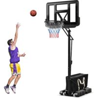 Costway – Panier de basket portable sur pieds – Hauteur réglable 143-305cm – Panneau en PET incassable 111cm – Base stable avec sac de sable et roues