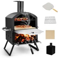 Costway – Four à pizza extérieur 2 couches – Pierre à pizza, grille amovible, housse étanche – 54 x 31 x 72 cm – 300 °C en 10 min