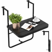 Costway – Table de balcon suspendue pliable 60 x 40 cm – Hauteur réglable 73/78,5/84 cm – Plateau HIPS résistant aux intempéries – Charge 30 kg