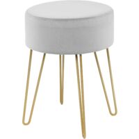 Costway – Pouf repose-pieds rond en velours – Siège de coiffeuse rembourré – Pieds métalliques robustes – Charge jusqu'à 100 kg – Dimensions 40x40 cm