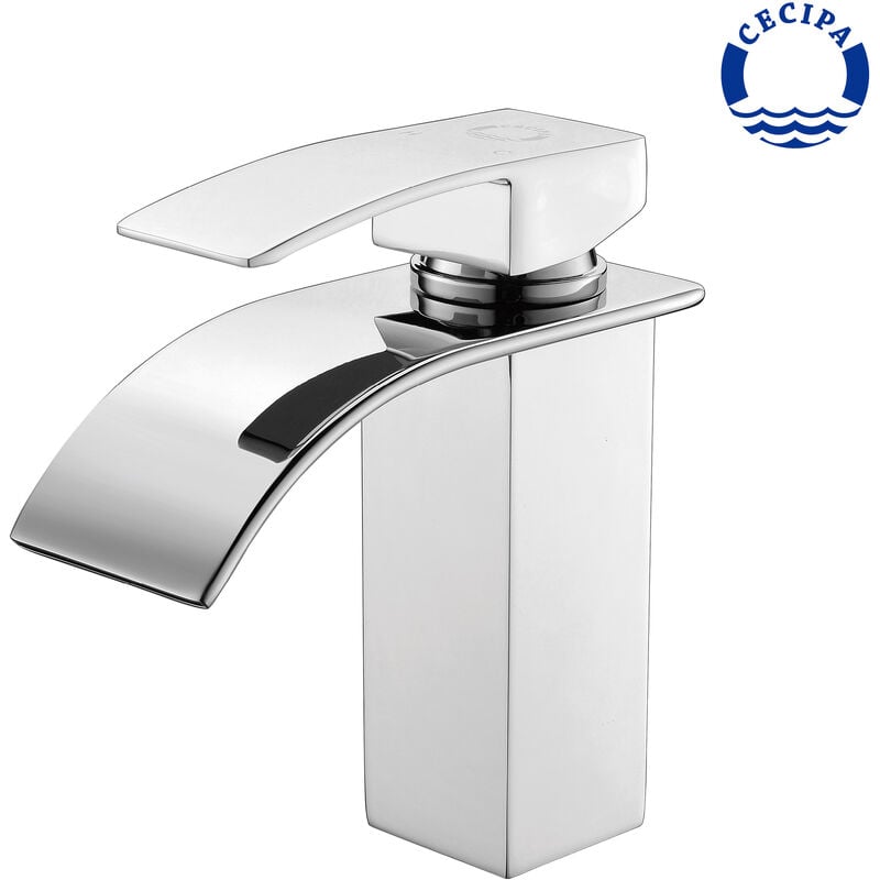 CECIPA Rubinetto bagno a Cascata - Rubinetto Lavabo - Acqua Calda e Fredda,  Altezza 152mm