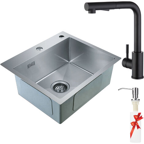 Lavello Cucina Lavandino 60 X 60cm 1 Vasca Mobile Appoggio Acciaio Kitchen Sink
