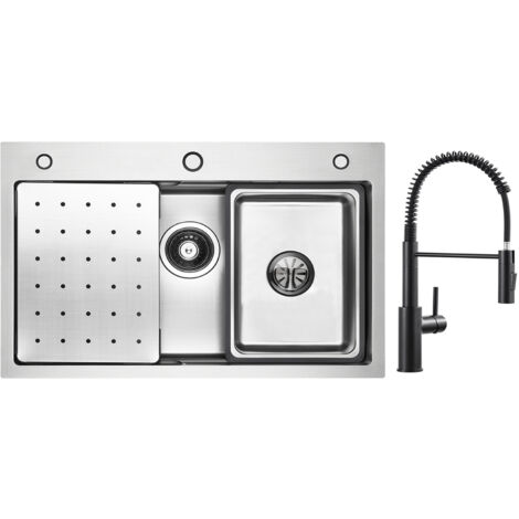 Lavello Da Cucina In Granito Bianco 68x50cm - Top Incasso Con Accessori - Foto 6