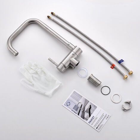 CECIPA Miscelatore Cucina Sottofinestra Pieghevole, Miscelatore Lavello per Sottofinestra, Girevole 360 Grado, Acqua Calda e Fredda