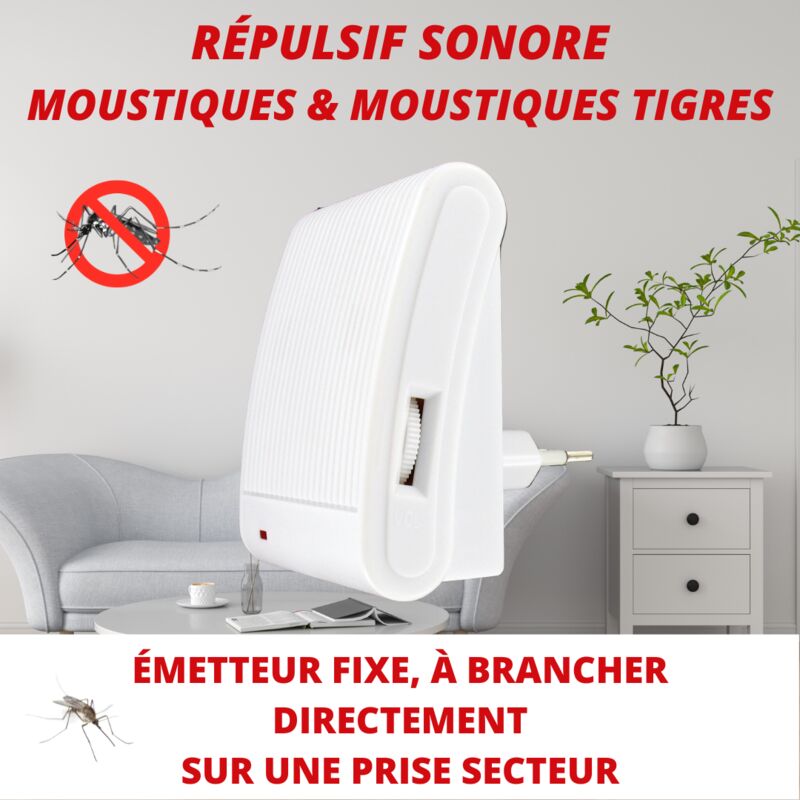 Répulsif ULTRASONS Moustiques – Moustiques tigres Emetteur fixe