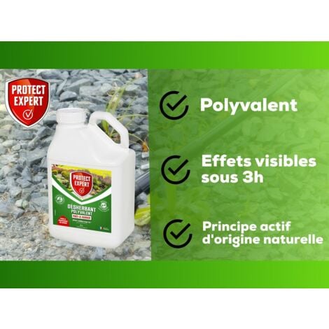 PROTECT EXPERT – Désherbant Polyvalent Prêt-à-Verser 5L  Élimine Rapidement les Mauvaises Herbes  Format Économique