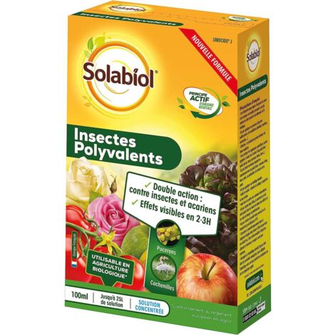 Traitement Insectes Polyvalent SOLABIOL - Lutte efficace contre insectes et acariens - 100ml