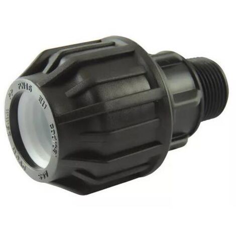 Raccord PE compression – Adaptateur mâle Ø32-1'' – Résistant aux acides et alcalins – Installation facile avec écrou ergonomique – Codital
