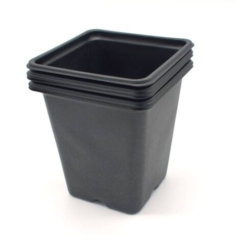 Pack de  5 Godets carrés noir en plastique  11cm