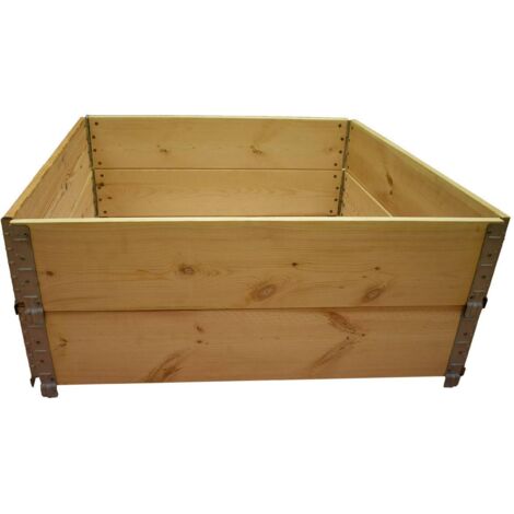 Multitanks – Carré potager en bois naturel 1000x1000mm – Hauteur 390mm – Système d'emboîtement sans vis – 390 litres de contenance