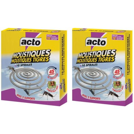 Lot 2x Spirales Anti-Moustiques Tigre ACTO : 90H de Protection