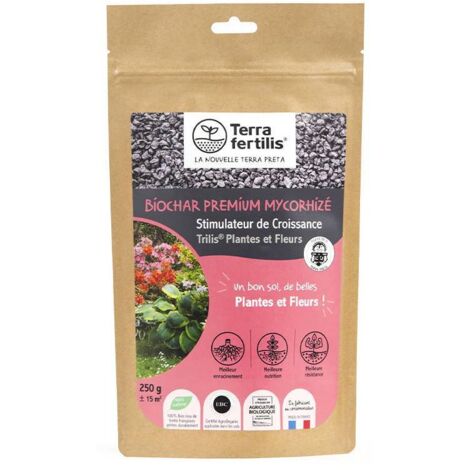 Amendement biochar + mycorhizes pour fleurs et massifs – sachets 250 g à 1 kg Sachet 250 grs