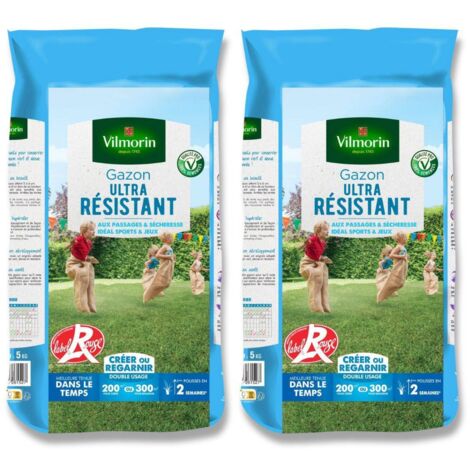 Lot Gazon Ultra-Résistant Vilmorin 2x5kg : La Solution Pro pour une Pelouse à Toute Épreuve
