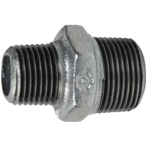 Mamelon Réduit Mâle-Mâle en Fonte Malléable Galvanisée Ø A: 1''1/4 Ø B: 1''