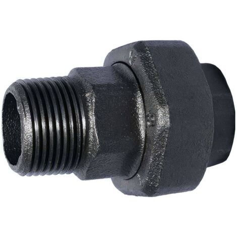 Raccord Union à Portée Conique Mâle-Femelle en Fonte Malléable à Cœur Noir 1/2''