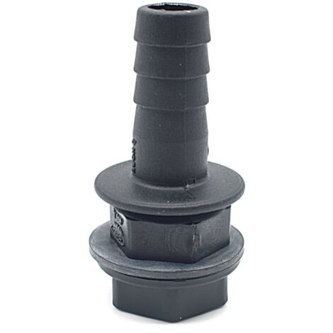 Multitanks – Embout droit cannelé Ø 19 mm pour cuve de récupération d'eau – Polypropylène – Évacuation trop plein d'eau de pluie – Joint et écrou inclus (1/3)