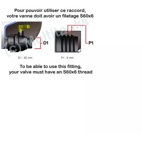 Adaptateur Changement de pas - F 2 S60X6 - F 3/4 pas gaz