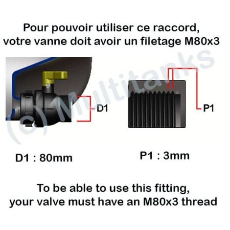 Raccord Femelle M80x3 - Male s60x6