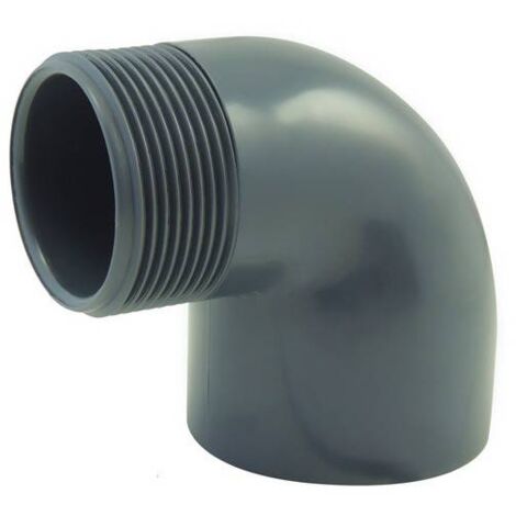 Coude 90° mixte femelle/male à visser et à coller PVC – Diamètre A 50mm – Diamètre B 1''1/2 – Raccordement conforme EN 1452/ISO 228-1 – Ezfitt