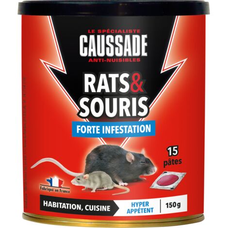 Raticide Rats & Souris - Pat'Appât forte infestation 150gs , boite de 10 x 15grs