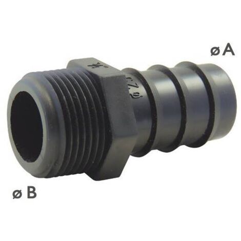 Embout mâle cannelé 16mm x 3/4'' – Raccordement en polyéthylène pour plomberie et irrigation – Résistant aux chocs et UV – Ezfitt