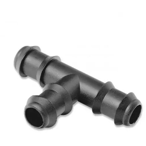 Té cannelé 16x16x16mm – Raccordement pour micro irrigation – Plastique résistant – Installation facile sans fuite – Abrisa
