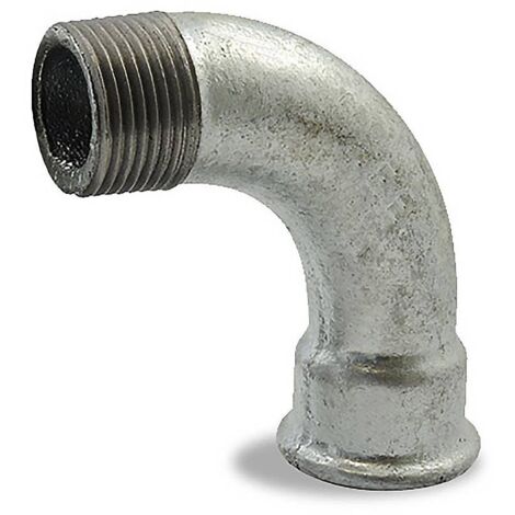 Courbe à grand rayon à 90° male femelle, galvanisée, en fonte malléable 2''1/2 (1/2)