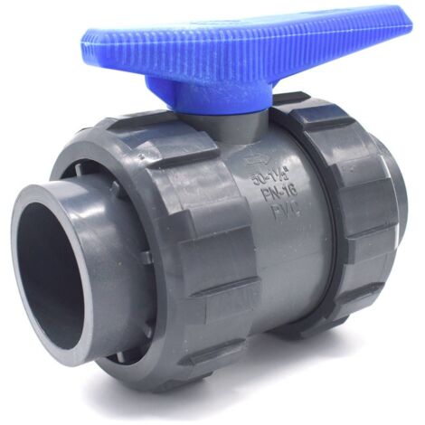 Vanne PVC pression 63mm – Raccordement femelle à coller – Sièges en PE et joint torique EPDM – Étanchéité efficace – Ezfitt