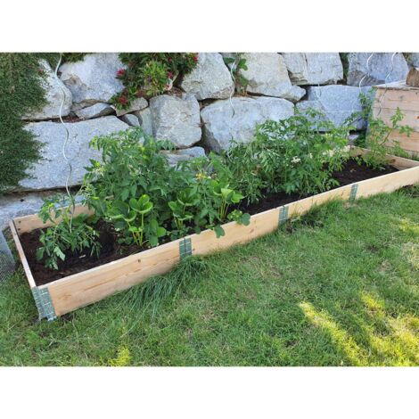 Multitanks – Carré potager en bois naturel 2640 x 600 mm – Système d'emboîtement sans vis – 327 litres de contenance – Pour légumes et aromates
