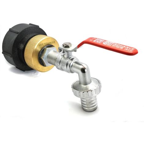 Raccord S75x6 - robinet laiton sortie 1'' 1/4 - 25 mm pour IBC GRV (1/2)