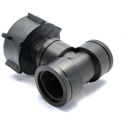 Raccord S60x6 en polypropylène - double sortie femelle 1'' BSP pour IBC 1000 litres (1/2)