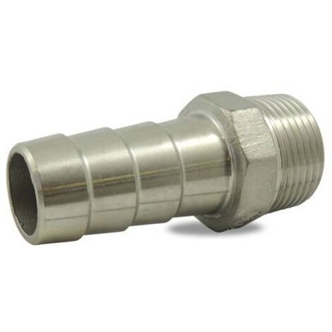 Douille cannelée male en inox 316 Ø A: 1''  Ø B: 25mm