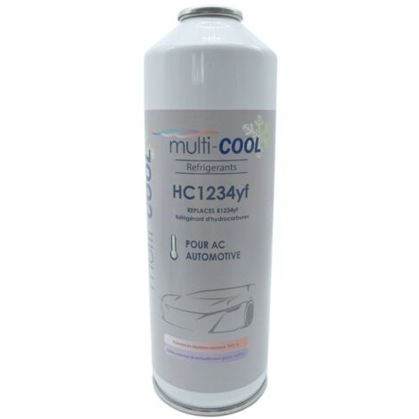 Canette réfrigérant MULTICOOL HC1234yf , remplace le 1234yf - 200 grs, avec filetage 1/2 ACME