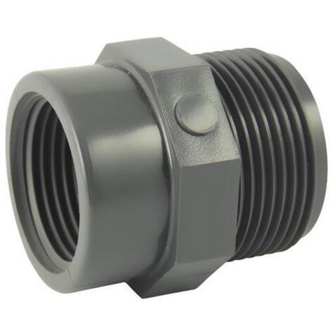 Réduction Male / femelle en PVC Ø A: 1''  Ø B: 1/2''