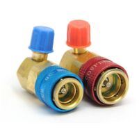 Multitanks – Raccord rapide 90° QC-15 R134A – Alliage métallique haute résistance – Filetage 1/4" SAE mâle – Pour circuits frigorifiques automobile