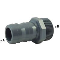Douille cannelée mâle en PVC Ø A: 30mm Ø B: 1''