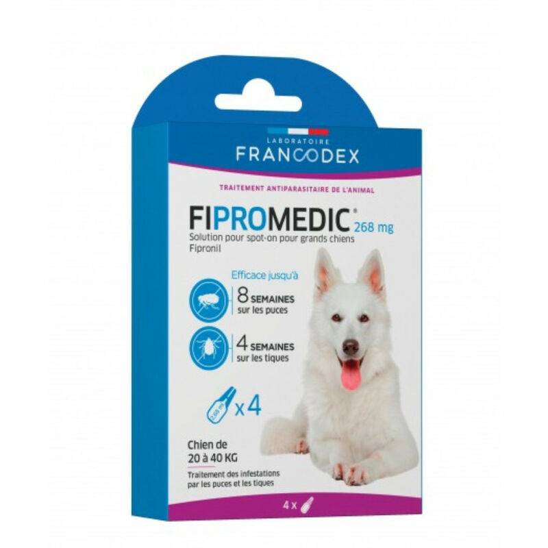 4 Pipettes Fipromedic 268 mg antiparasitaire Pour Chiens de 20 kg à 40 kg - Francodex 3